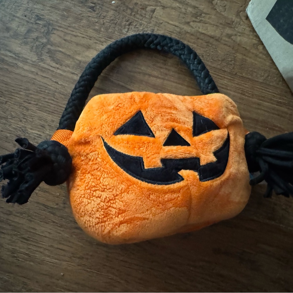 Bark box dog toy Trick or treat pumpkin tote
